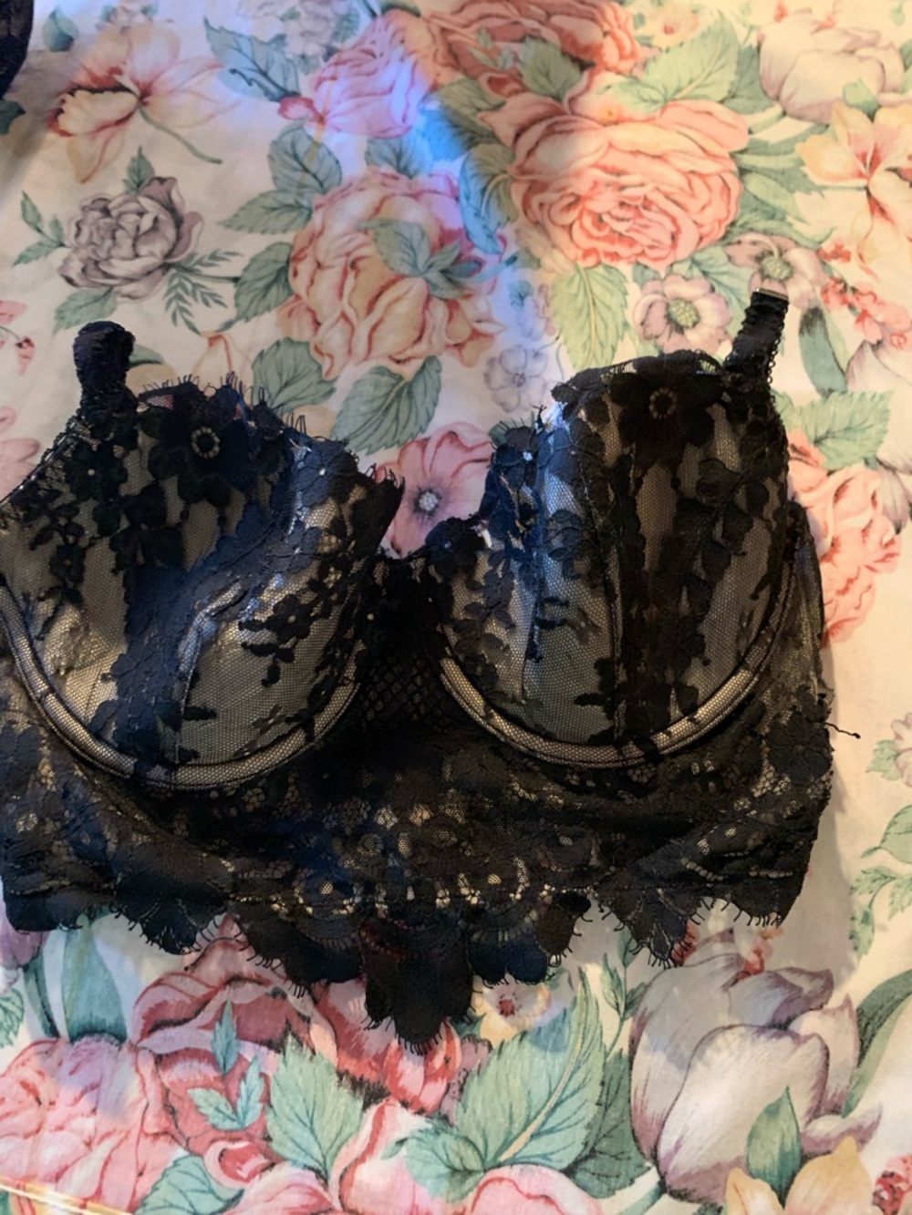 Victoria Secret Lace Longline Bralette - Black Size 32DD